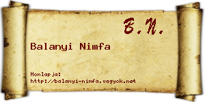 Balanyi Nimfa névjegykártya